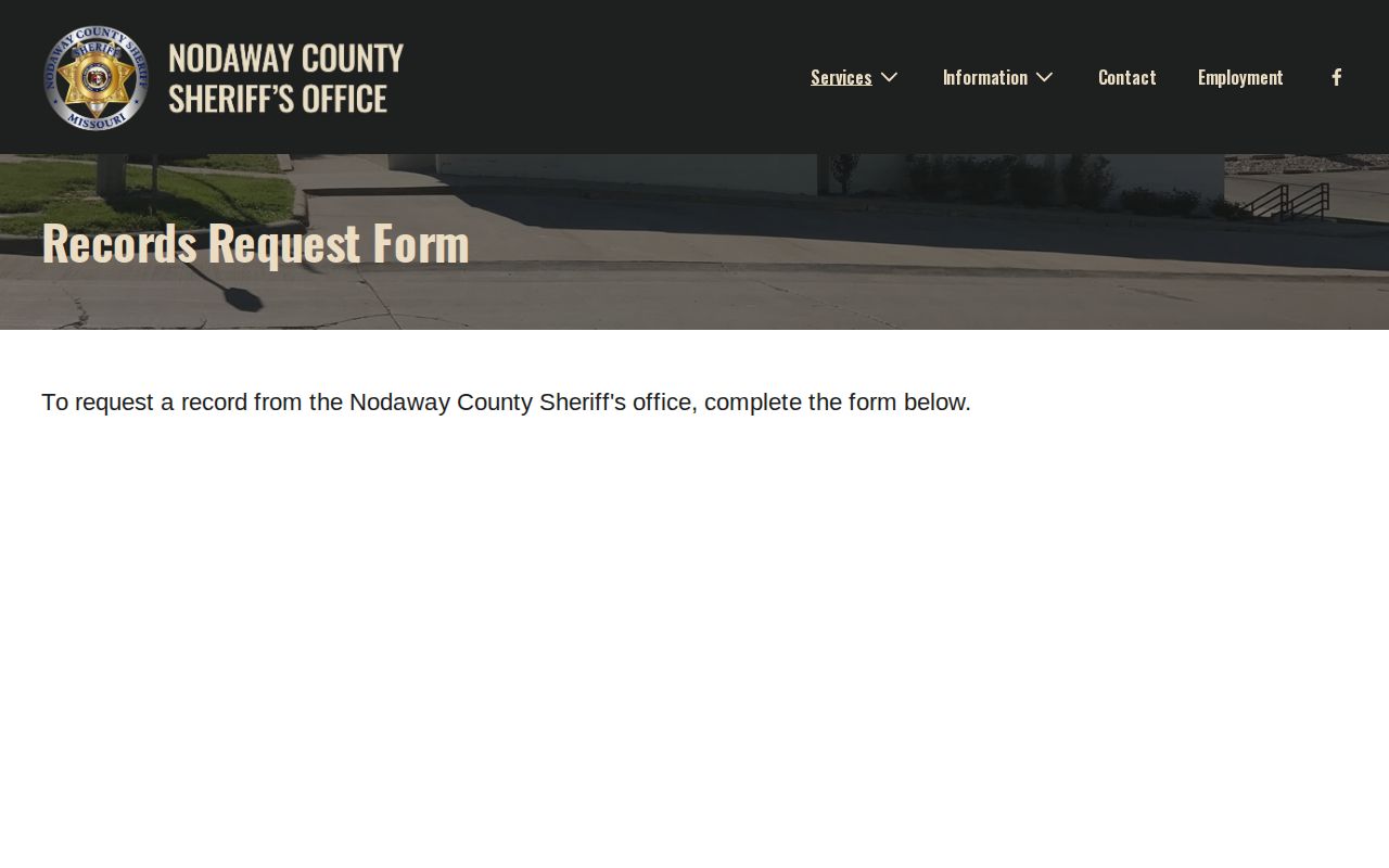 Nodaway County Sheriff records request page